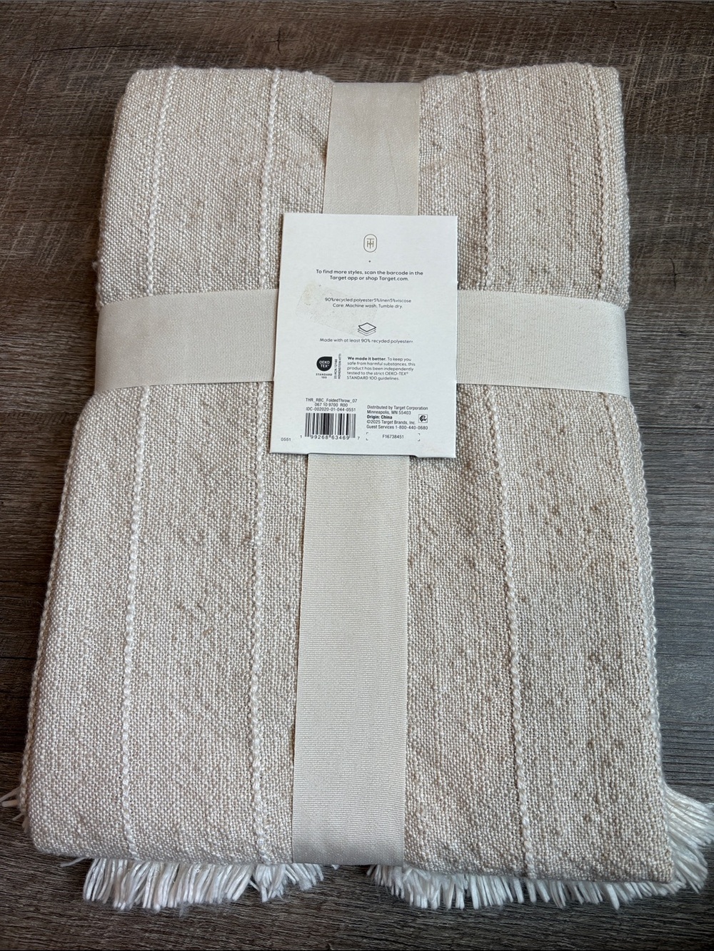 Threshold Lightweight Woven Blanket Neutral Fringe Throw 50x60” NEW - Picture 5 of 6